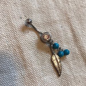 Silver and turquoise belly button ring
